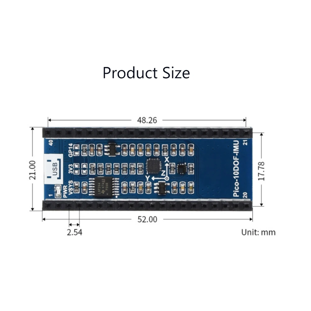 Фото Для Raspberry Pico-10DOF-IMU Плата расширения Pico10-Axis Accel/Gyro/магнитометр датчик расширения №5