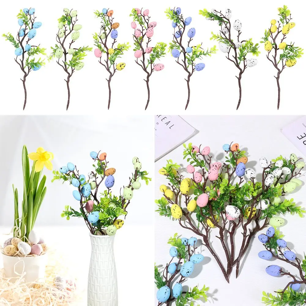

Supplies Home Wedding Favors Colorful DIY Painting Foam Egg Flower Easter Decoration Fake Plant Easter Egg Tree Branch