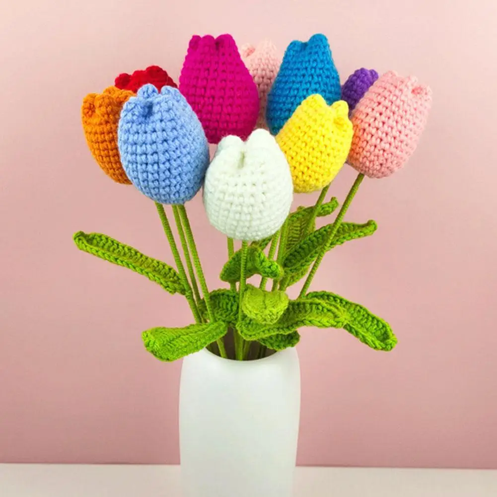

1ns Artificial Flower Hand-woven Bouquet Simulation Tulip Ornamental Valentine's Day Gift For Home Romantic Decor