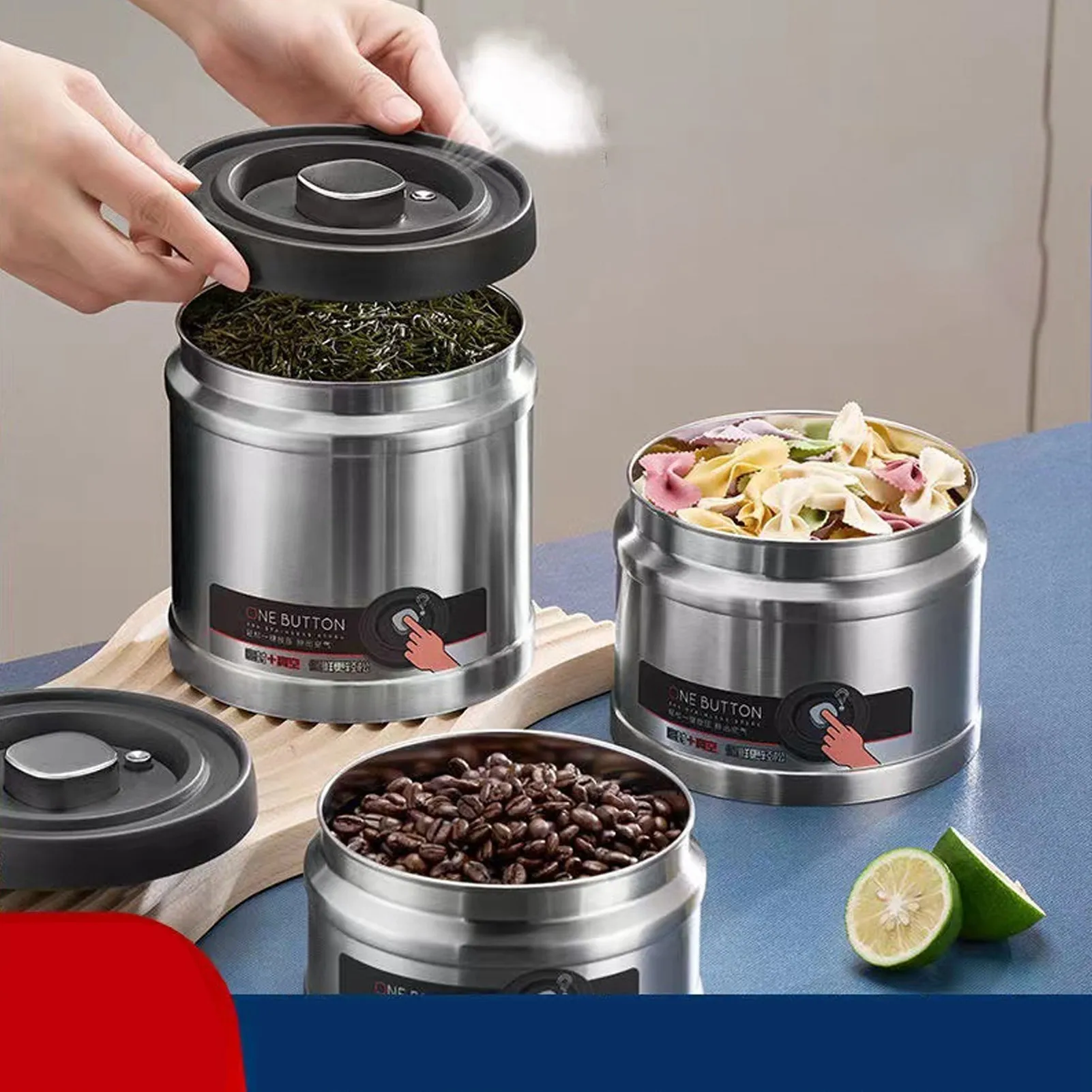 ZK20 Вакуумный герметичный контейнер для кофе из нержавеющей стали 304 пресс-тип