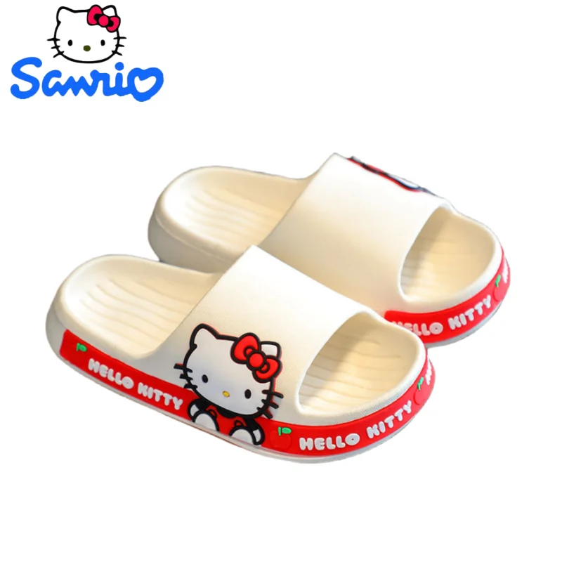 

Шлепанцы Hello Kitty для девочек, милые летние сандалии и тапочки для дома с мягкой нескользящей подошвой, быстросохнущие пляжные Тапочки