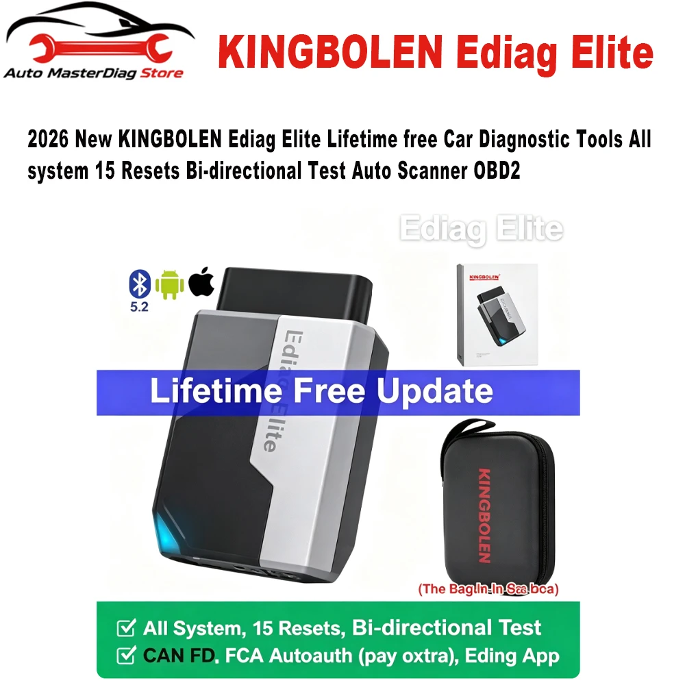 Фото Новый диагностический сканер KINGBOLEN Ediag Elite 2026 года с пожизненной бесплатной подпиской, для всех систем, 15 функций сброса, двунаправленное тестирование, OBD2 №2