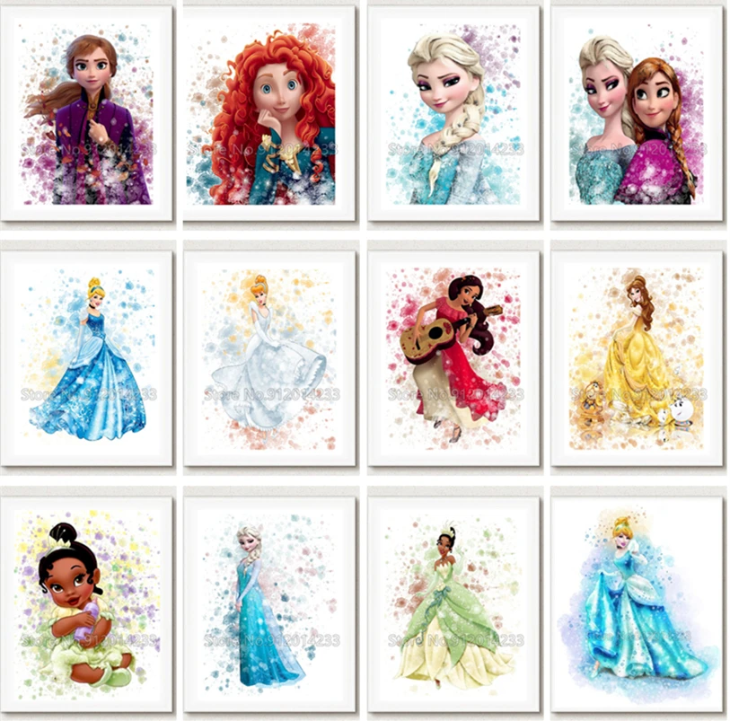 

Disney, принцесса, дневное сердце, Эльза, плакат, Скандинавская Настенная картина для детской комнаты, Декор, подарки для девочек