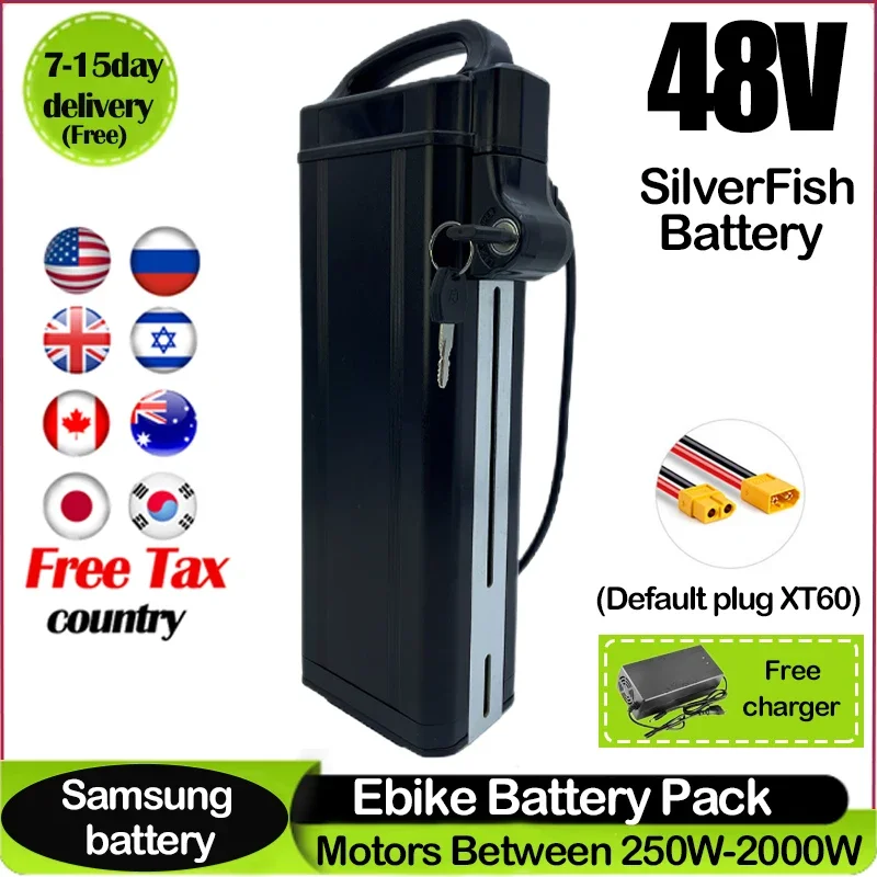 Электрический велосипед 48v 50ah SilverFish литиевая батарея Bafang 48V 20ah 25ah 40ah Akku Accu 30AH 750w 1000w