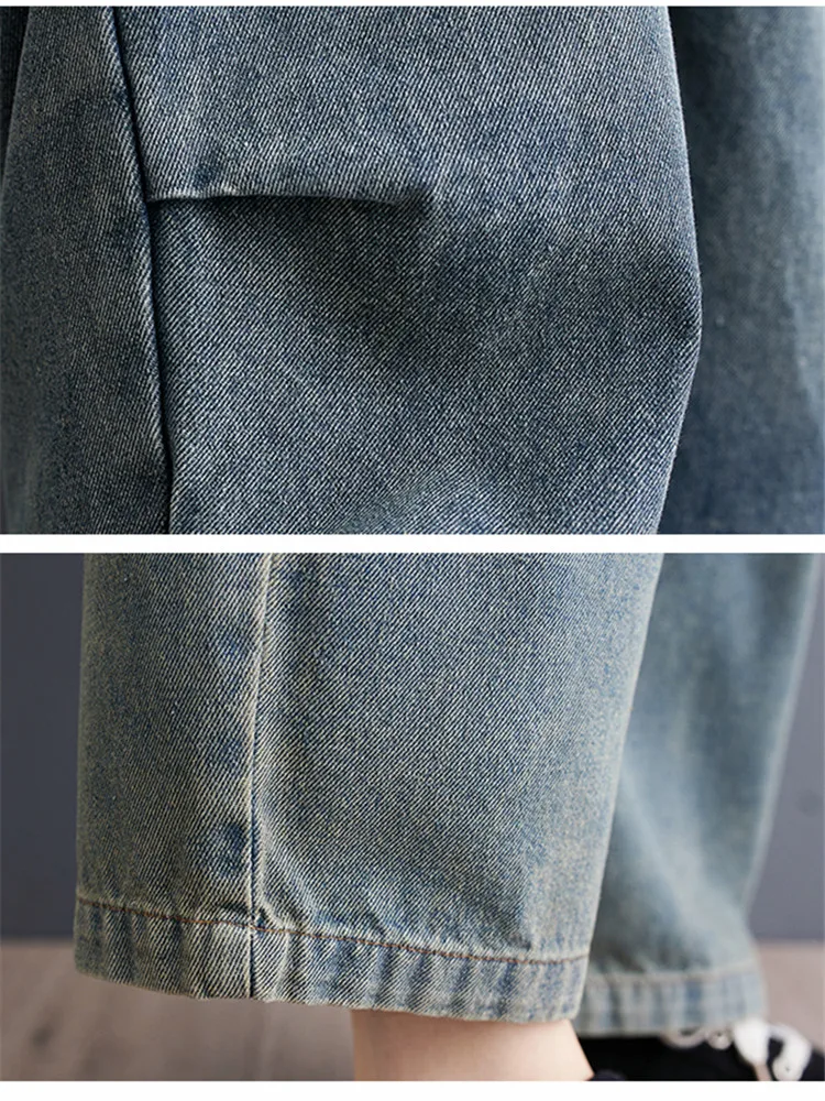 Женский джинсовый комбинезон в стиле ретро Модный с диагональными карманами