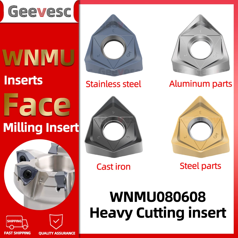 WNMU080608 double-sided hexagonal 90 deg right angle Heavy Milling cutting insert MFWN WNMU Carbide Milling cutter inserts blade