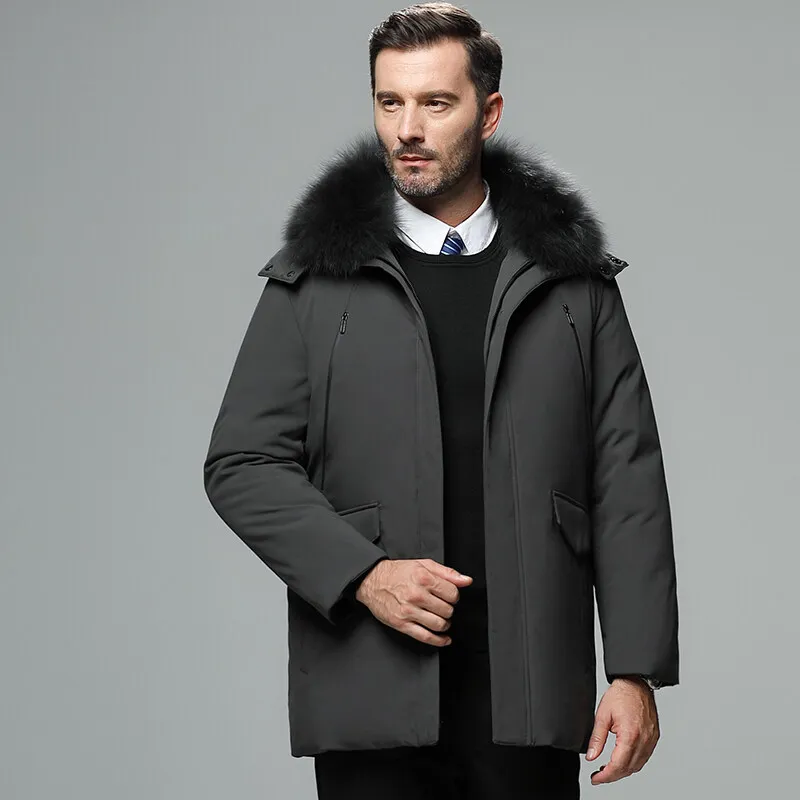 Autumn and winter new down jacket men's long middle age plus velvet coat men hooded cotton coat men  winter jacket  down jacket