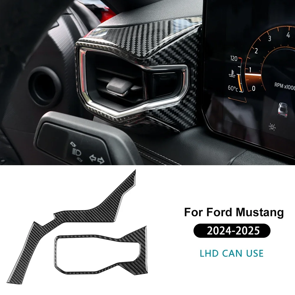 

Наклейка на центральную консоль и накладку на воздуховод кондиционера из настоящего мягкого карбона для Ford Mustang GT 2024 2025 2026 (левый/правый руль), аксессуары для интерьера автомобиля