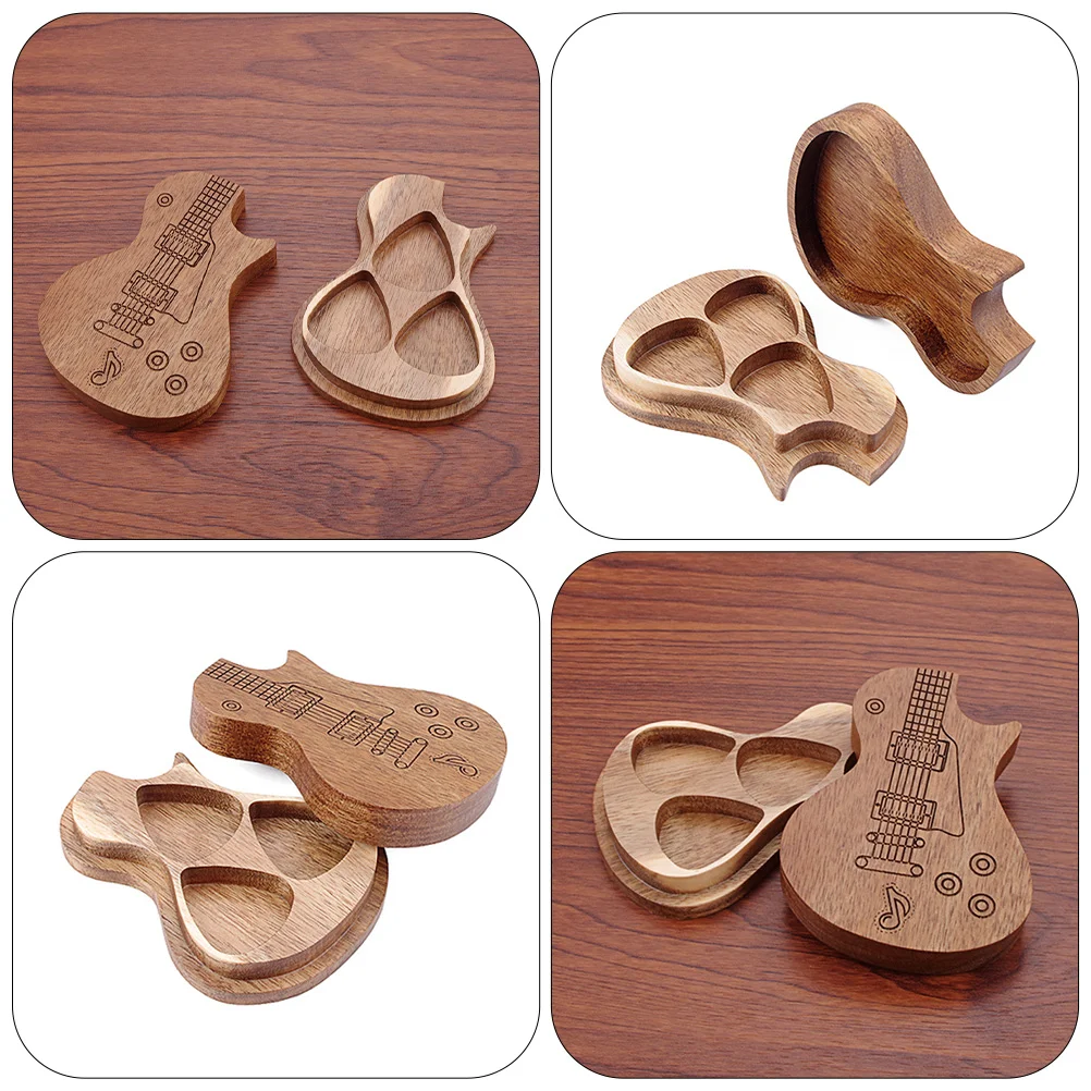 Guitar Plectrums Holder Wooden Pick Organizer Picks Case Storage Thumb Bag Box For Container enlarge