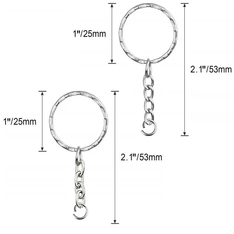 Metal Embossed Blank Keyring Keychain Split Rings Keyfob Key Rings Lobster Clasp Key Pendant Chains Climbing Buckles Carabiner