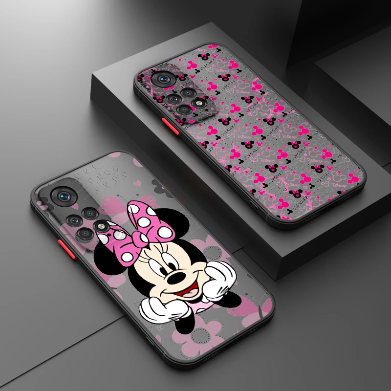 

Cute Minnie Anime For Xiaomi Redmi Note 12 Turbo Speed 11 10 9 Pro Plus Max 4G 5G Frosted Translucent Hard Phone Case Fundas