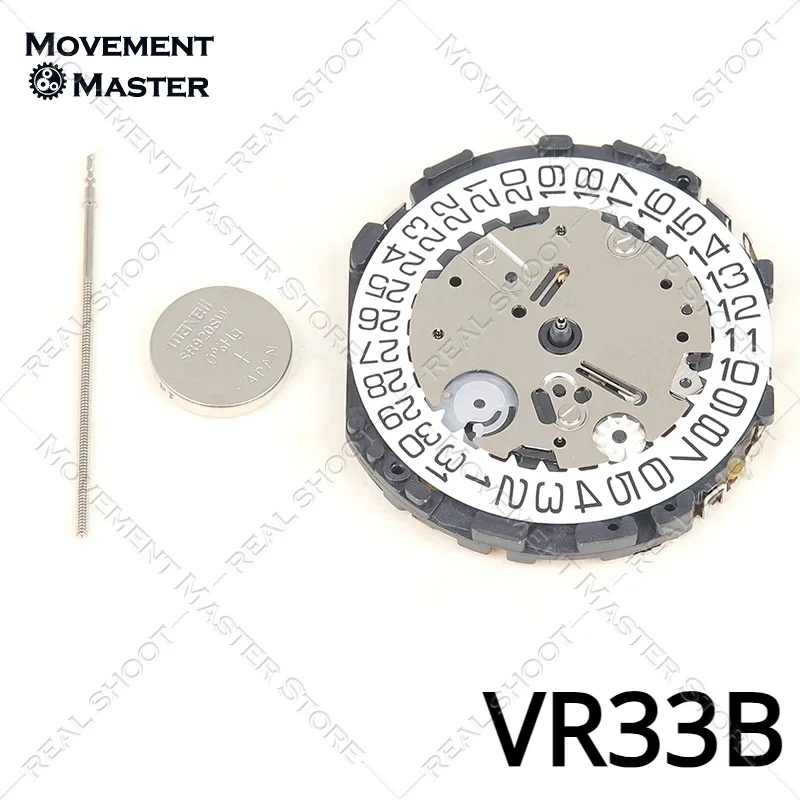 Фото Механизм VR33, новый японский кварцевый механизм VR33B, 6 стрелок, 6/9/12, маленькая секундная дата на 3, аксессуары для часового механизма №1