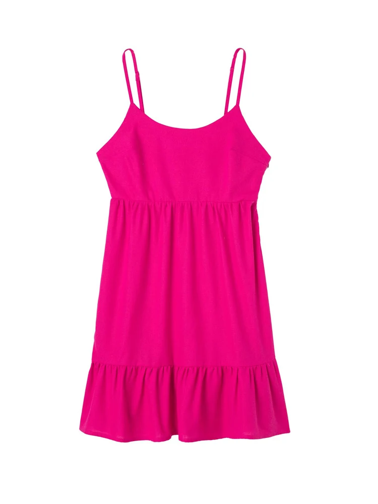 

2022 Summer Women Mini Strap Dress Sweet Fashion Solid Ruffles Spliced Female Elegant Street Casual Mini Dresses Clothes