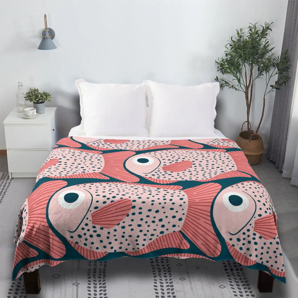

Fish Pattern Home Decor Warm Flannel Picnic Hypebeast Decor Fur Luxury Throw Blanket