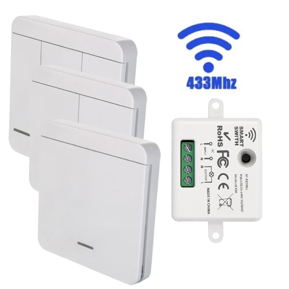 

433Mhz Smart Wireless Switch Wiring Free Home Wall Switch DC12V Remote Control With Mini Relay Receiver For Light Lamp Fan
