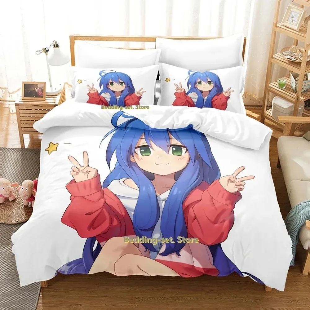 2024 Lucky Star Konata Bedding Set Single Twin Full Queen King Size Bed Adult Bedroom Duvetcover Sets Anime Sheet