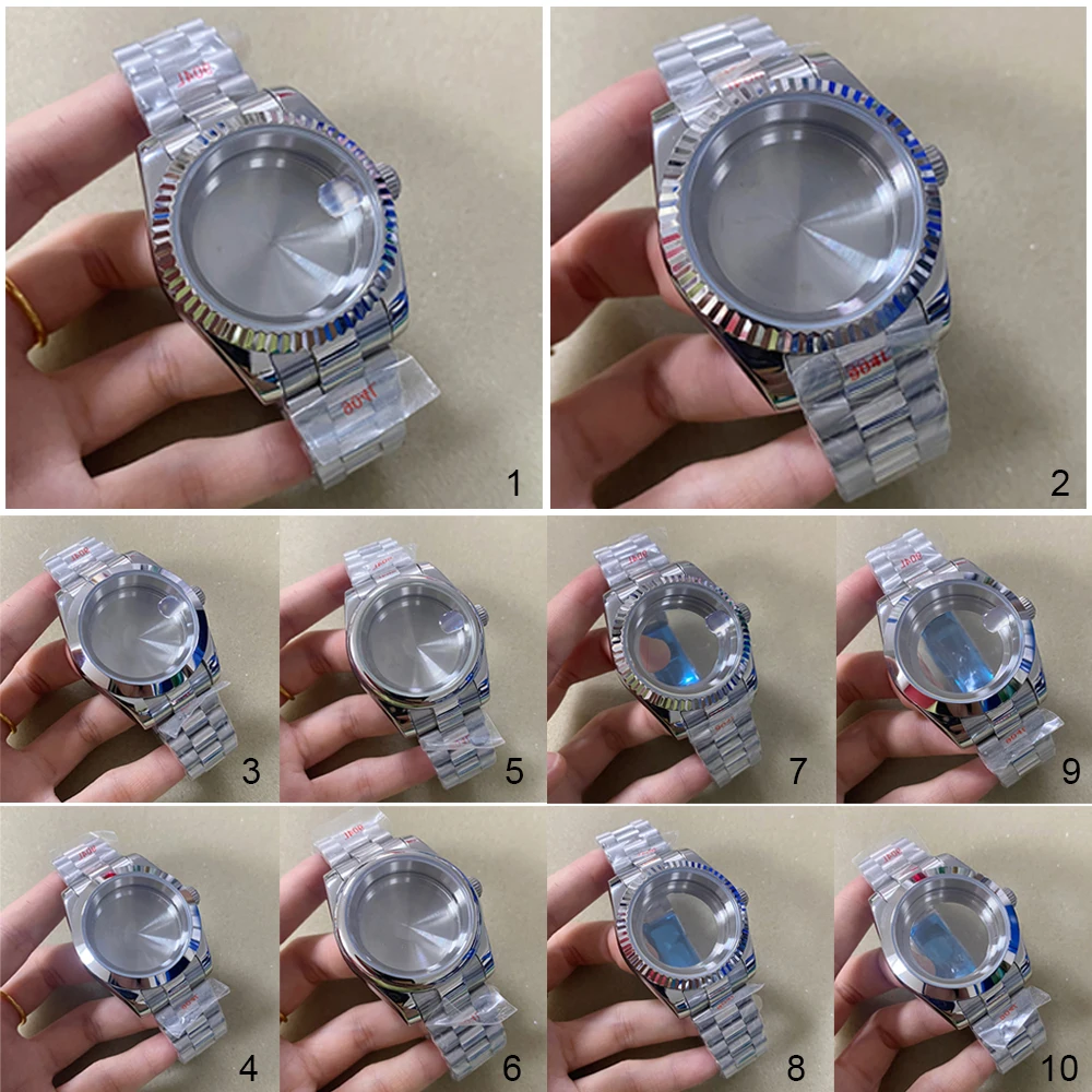 

36mm Watch Case + Strap for NH35/NH36 Movement Solid/Transparent Bottom Stainless Steel Case Watchband