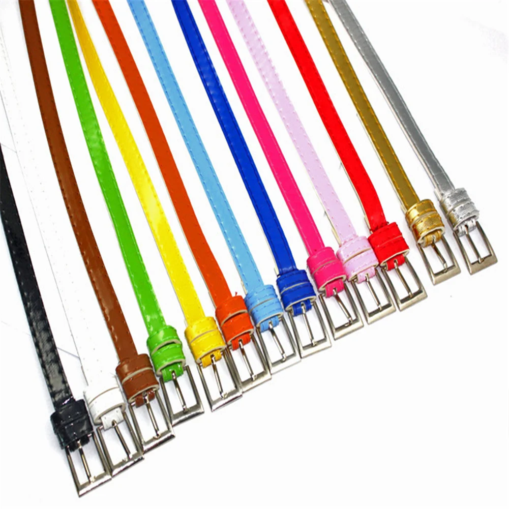 

2022 New Women's Waist Belt Thin Fashion Candy Color Long Pu Leather Waistband Buckle Waist Band Female Belt Dress Accessories