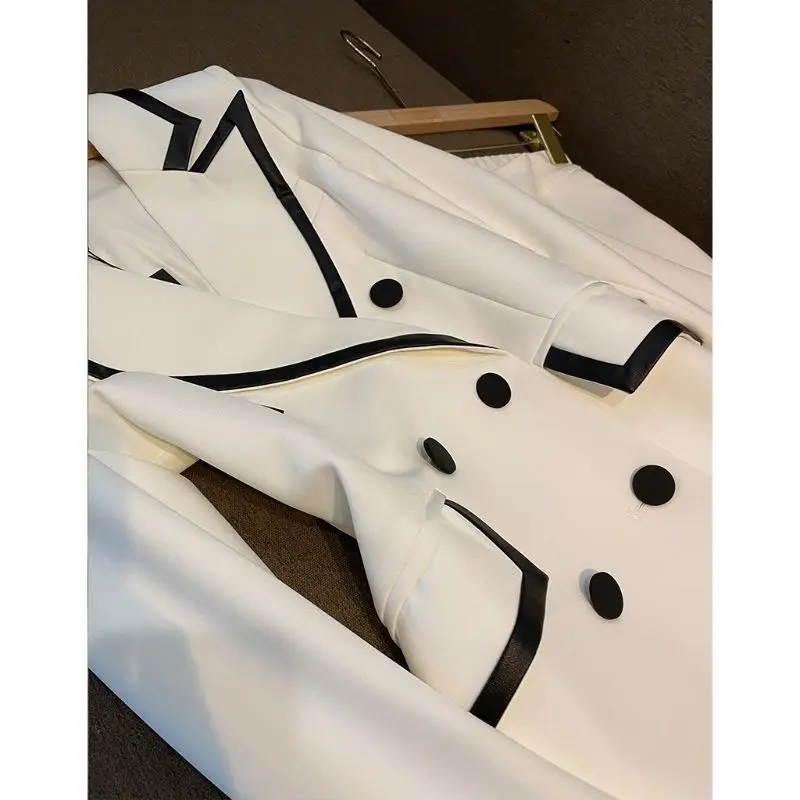 Костюмы с широкими брюками и осенними новые офисные комплекты из 2 предметов