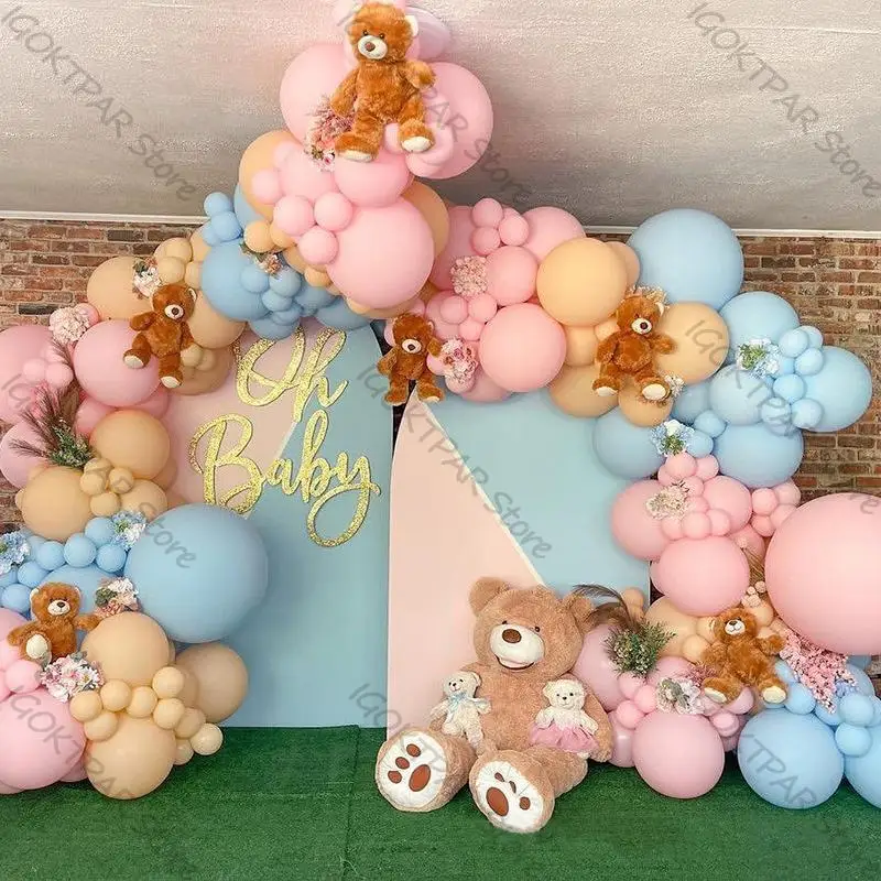 

Macaron Blue Pink Balloon Garland Arch Gender Reveal Boy Girl Baby Shower Decoration Latex Baloon Wedding Birthday Party Decor