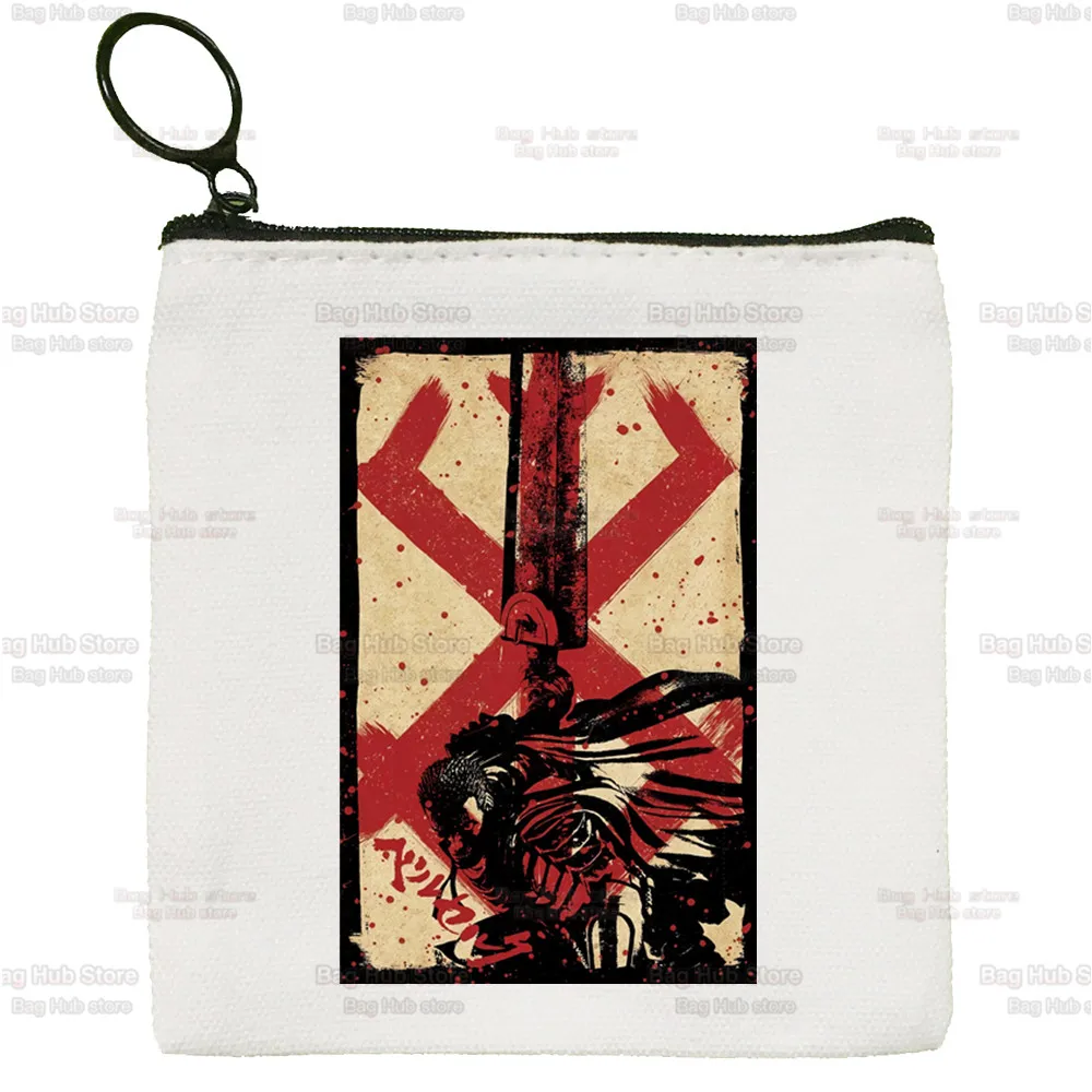 Berserk Guts Mini Coin Purse Canvas Student Wallet Swordsman Gatsu Sacrifice Zodd Anime Coin Case Zipper Hand Female Key Case