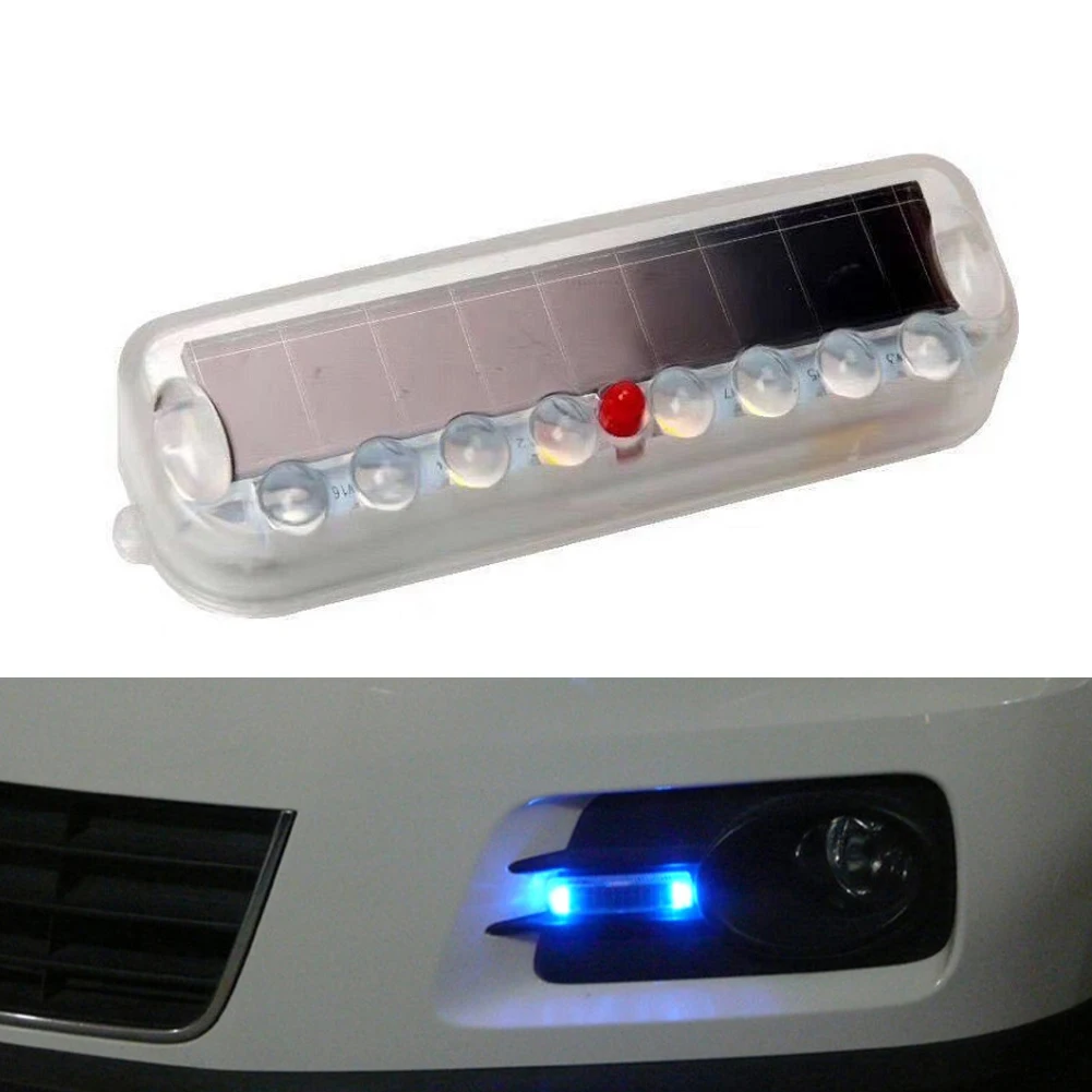 

2pcs LED Car Burglar Alarm 10LED Anti-theft Solar Warning Light Vibration Light Motorcycle Anti-collision Flashing Light