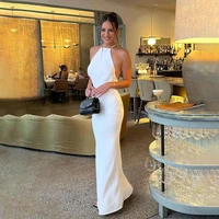 elegant white party bodycon dresses for women 2022 backless halter sexy maxi dress summer formal long dress sexy clubwear