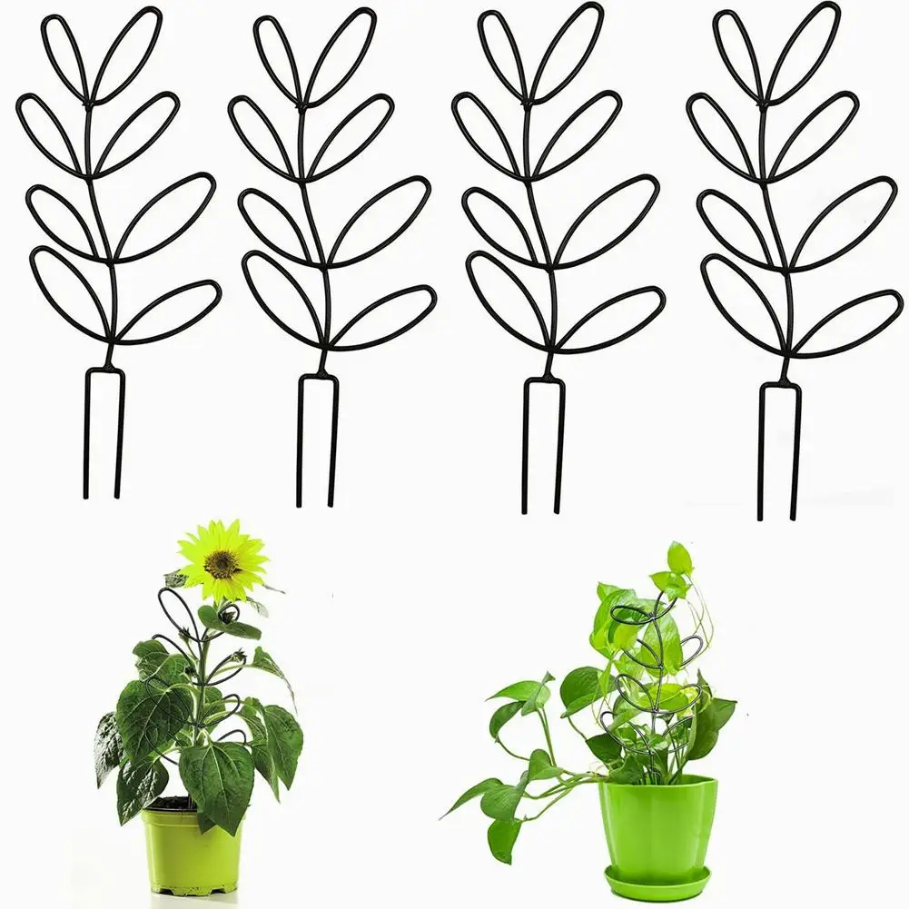 

4pcs Indoor Plant Trellis Lovely Leaf Shape Design Support Stake Climbing Frame For Potted Plants Climbing Garden Supplies