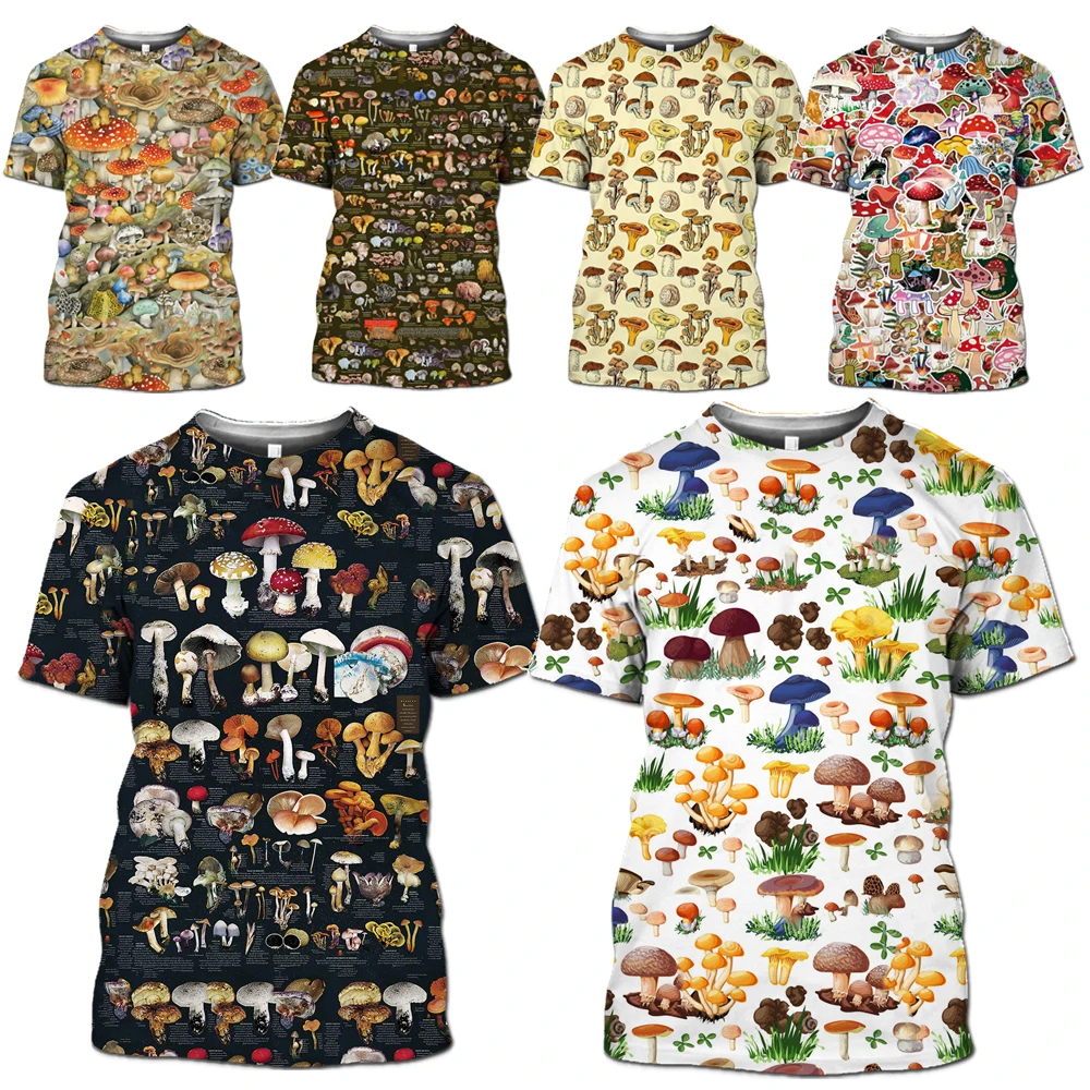 Топ Мамба футболка с 3D рисунком грибов футболки аниме едой диких грибков женская