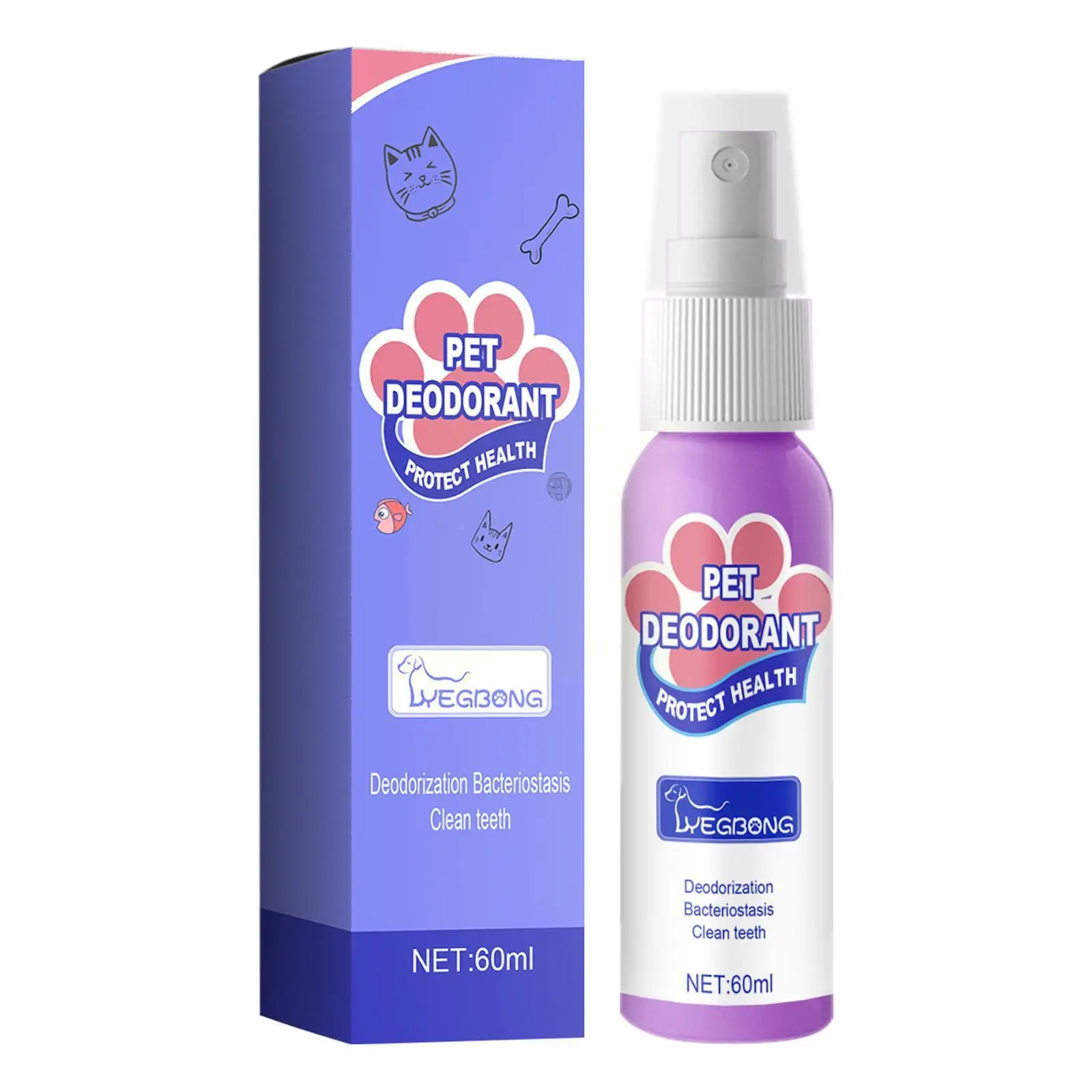 

60ml Pet Spray Deodorant Eliminate Bad Dog Cat Mouth Breath & Tartar Disease Freshener Teeth Fights Clean Gum Plaque Mouth G7Q4