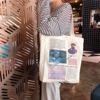 shopper bag 2022 women canvas shoulder bag with zipper van gogh monet artist print casual handbags large capacitytote bag plain