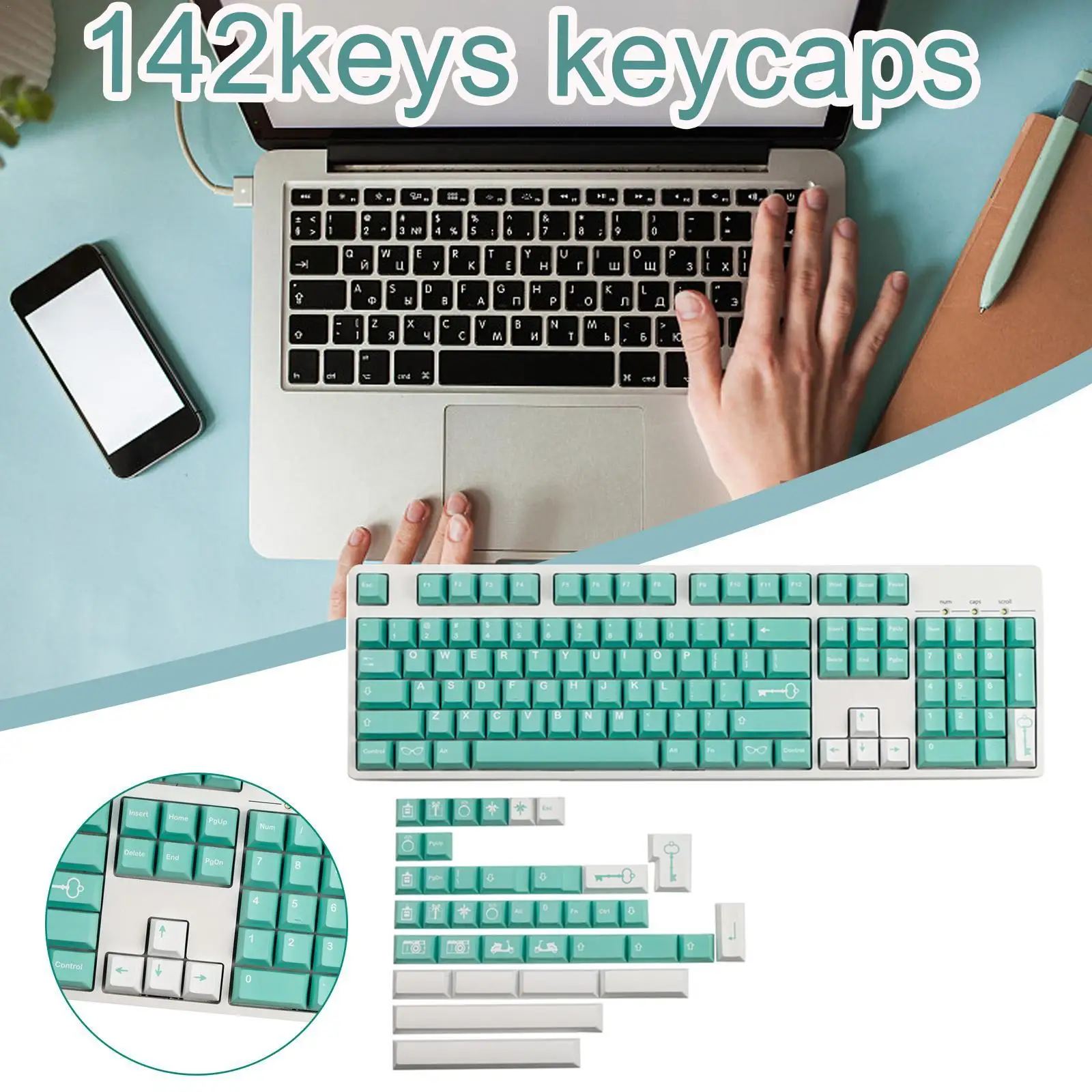 

142Keys Keyboard Keycaps For GMK Goodthing Profile PBT 5-side Sublimation Mechanical Keyboard Keycap Set
