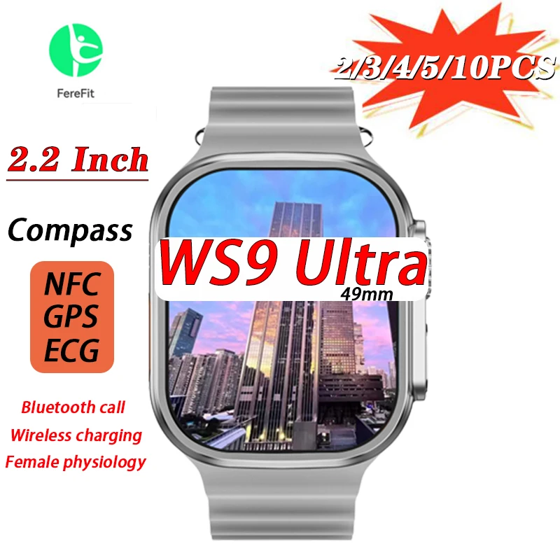 

WS9 Ultra Smart Watch 49mm Real Screen Strap Lock Compass Women Men