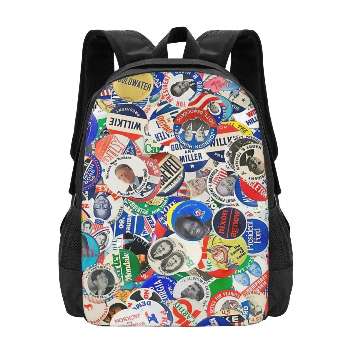 Political Buttons Backpack for Girls Boys Travel RucksackBackpacks for Teenage school bag