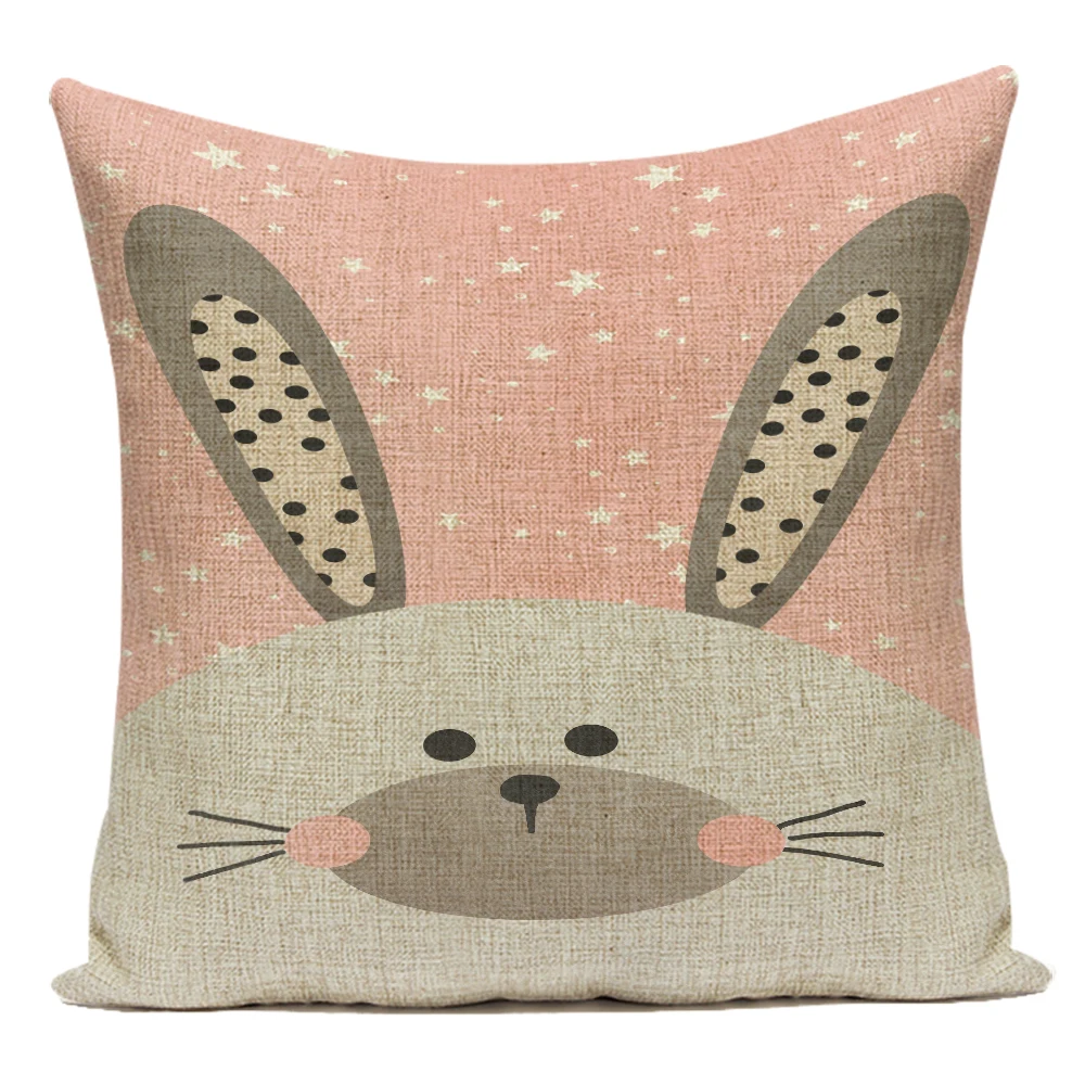 

Rabbit Useful Things for Home Cartoon Pilow Cases Animal Vintage Bedroom Chair Gamer Upholstery Decorative Cushion Textile E2254