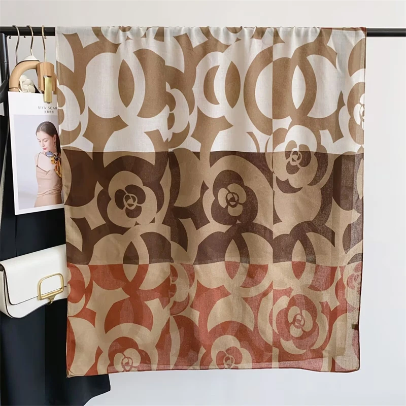 Роскошный брендовый кашемировый женский шарф с цветочным принтом зимняя теплая