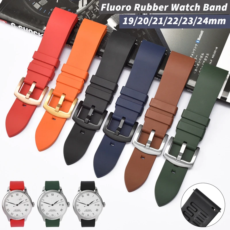

High Quality Fluoro Rubber Watchband 19/20/21/22/23/24mm Quick Release Silicone Wrist Bracelet for Seiko for Rolex Watch Straps