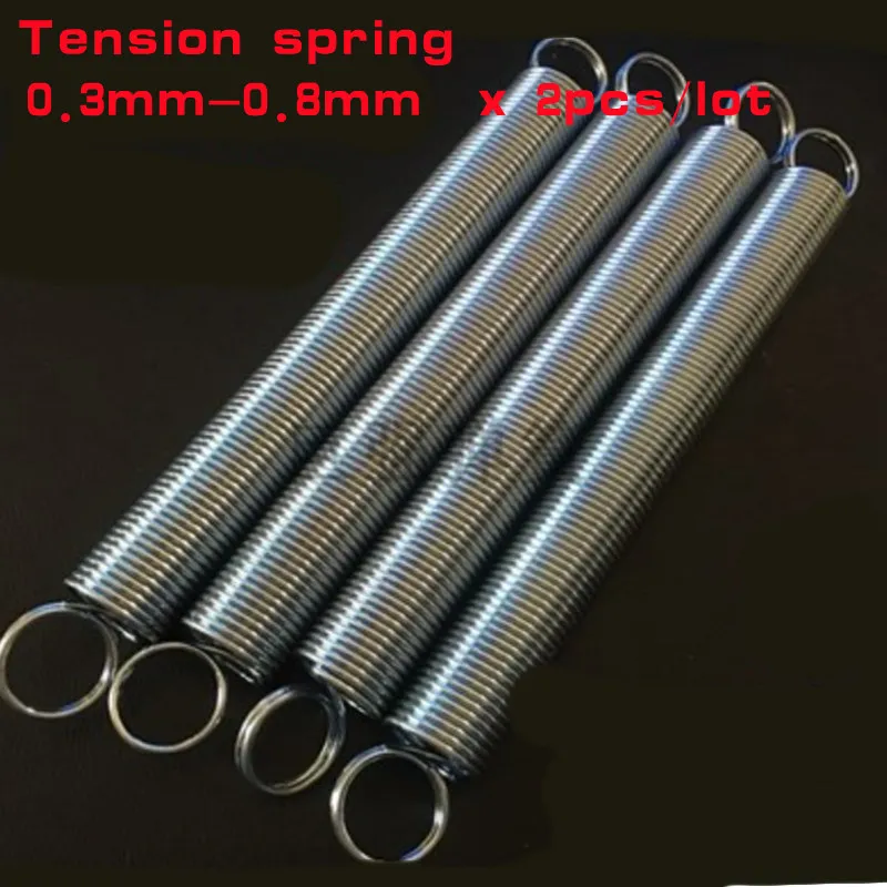 

2Pcs 304 stainless steel wire diameter 0.3mm 0.4mm 0.5mm 0.6mm 0.7mm 0.8mm 1.0mm 300mm Dual Hook Long Expansion Tension Spring