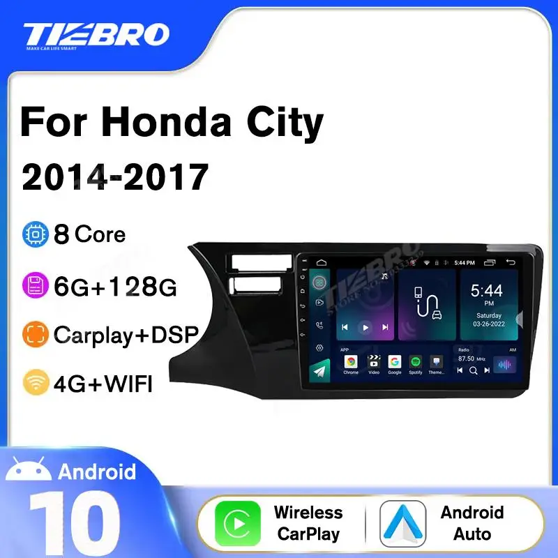 

8-ядерный Android 10 автомобильный радиоприемник мультимедийный видеоплеер для Honda City 2014-2017 Авторадио GPS навигация Carplay DSP NO 2 Din DVD