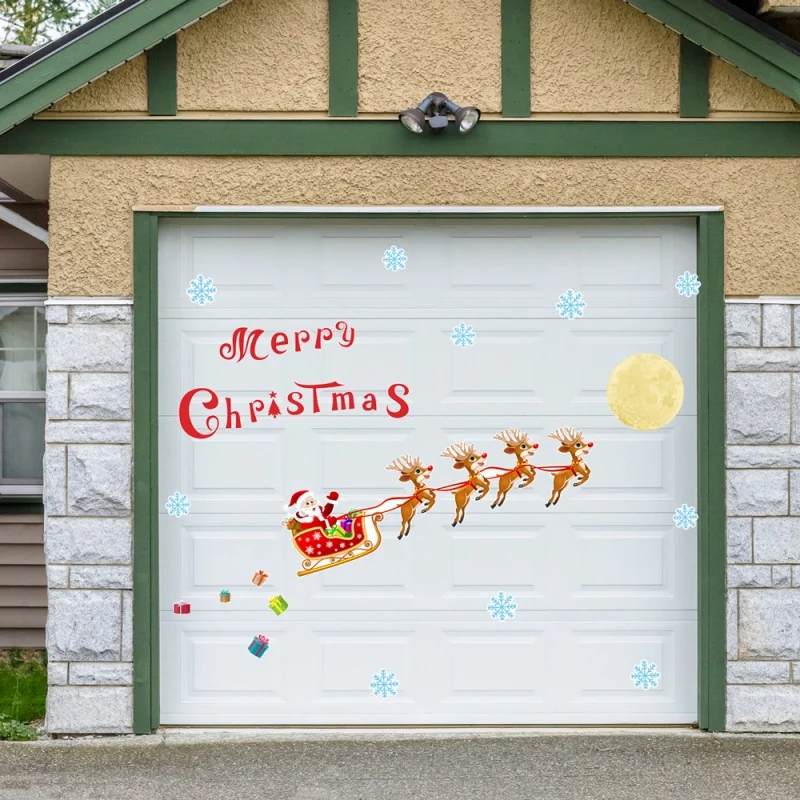 

[Wall Ornament] X015 Cross-Border Christmas Large Size Garage Stickers Door Sticker Santa Snowman Holiday Decoration PVC Wall St