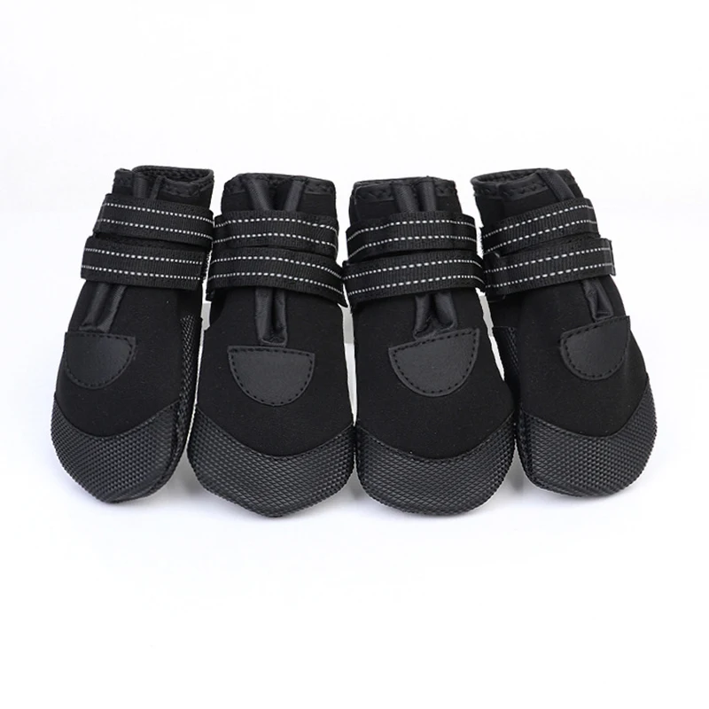 

Светоотражающая Обувь для собак с плюшевой подкладкой, теплая Нескользящая водонепроницаемая обувь для домашних животных, ботинки для кош...