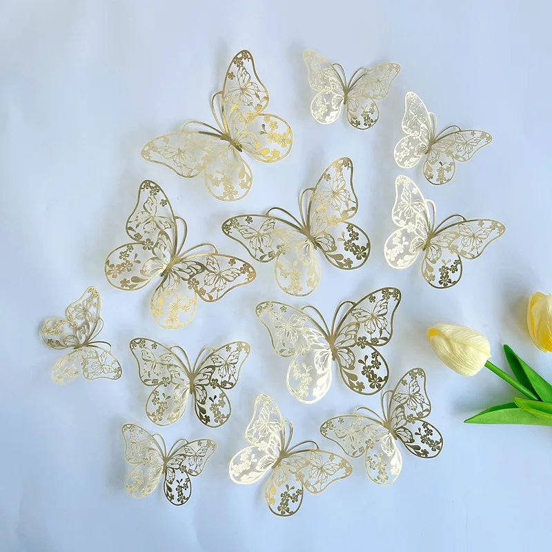 12 шт./набор настенные 3d-наклейки в виде бабочек