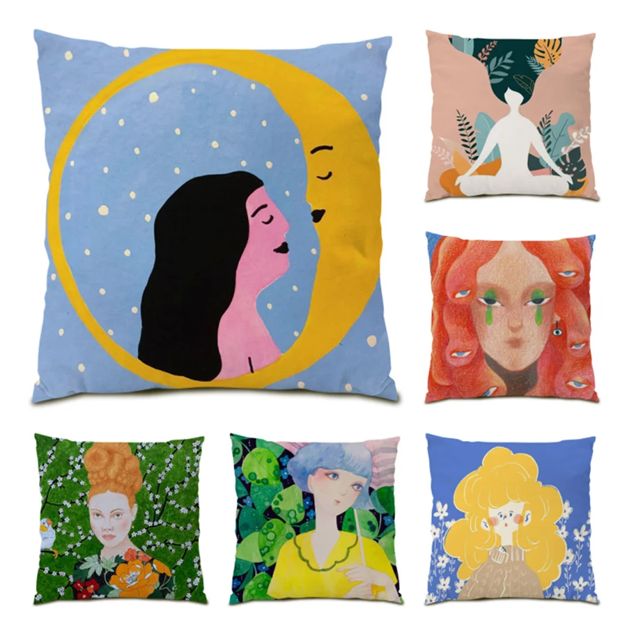 

Sofa Decorative Pillow Cases Polyester Linen Velvet Ornamental Pillows for Living Room Vintage Cushion Covers 45x45 Soft E0475