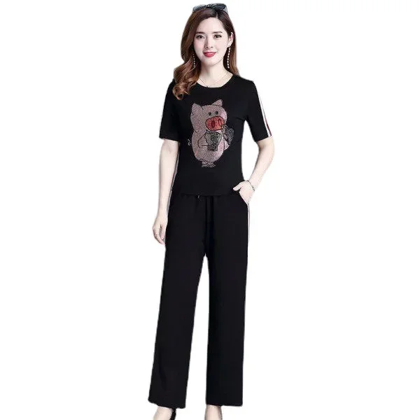 Модный повседневный спортивный костюм женский летний свободный крой большие