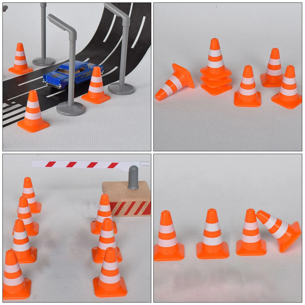 

7 Pcs Roadblock Sand Table Model Simulation Roadblocks Cone Kids Mini Toys Sign Abs Child Micro