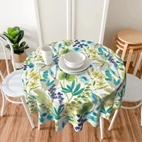 green leaves multicolor tablecloth round 60in table cover polyester wrinkle resistant waterproof for picnic outdoor table cloth