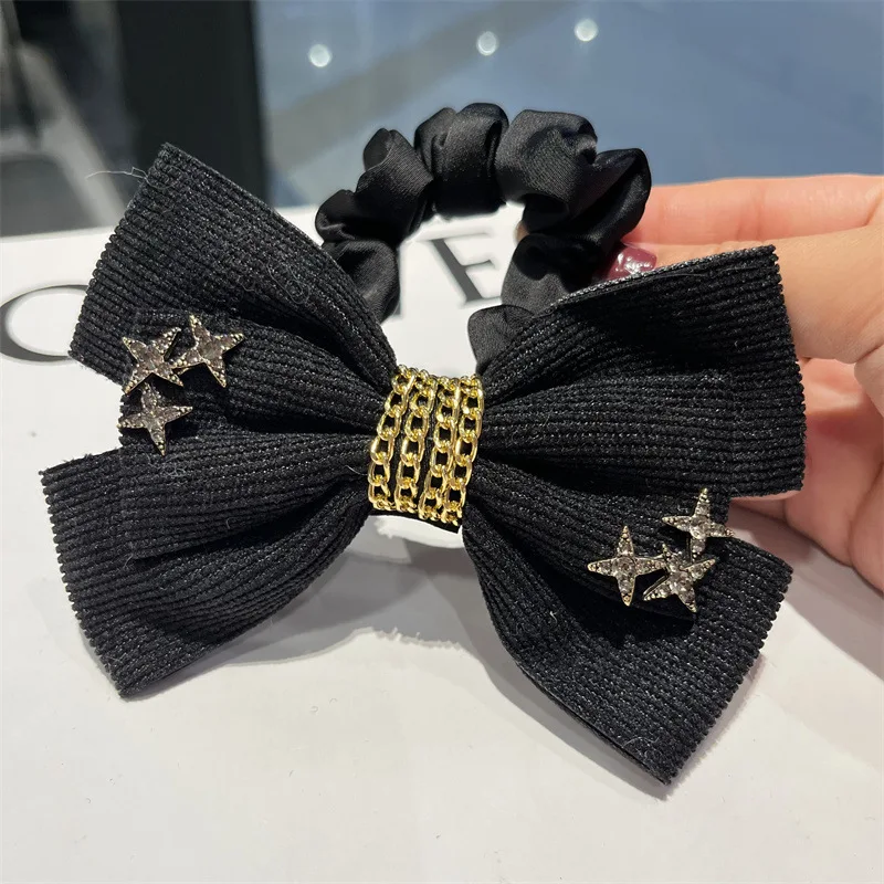 

Black metal bow 2023 new large intestine hairpin ears