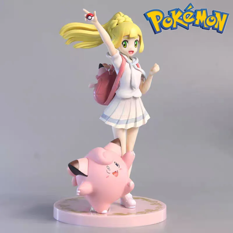 

Pokemon Lillie Clefairy Figure Anime Girl Action Figurine Kawaii Model Collection Pvc Statue Doll Children Toys Gift 19.5cm