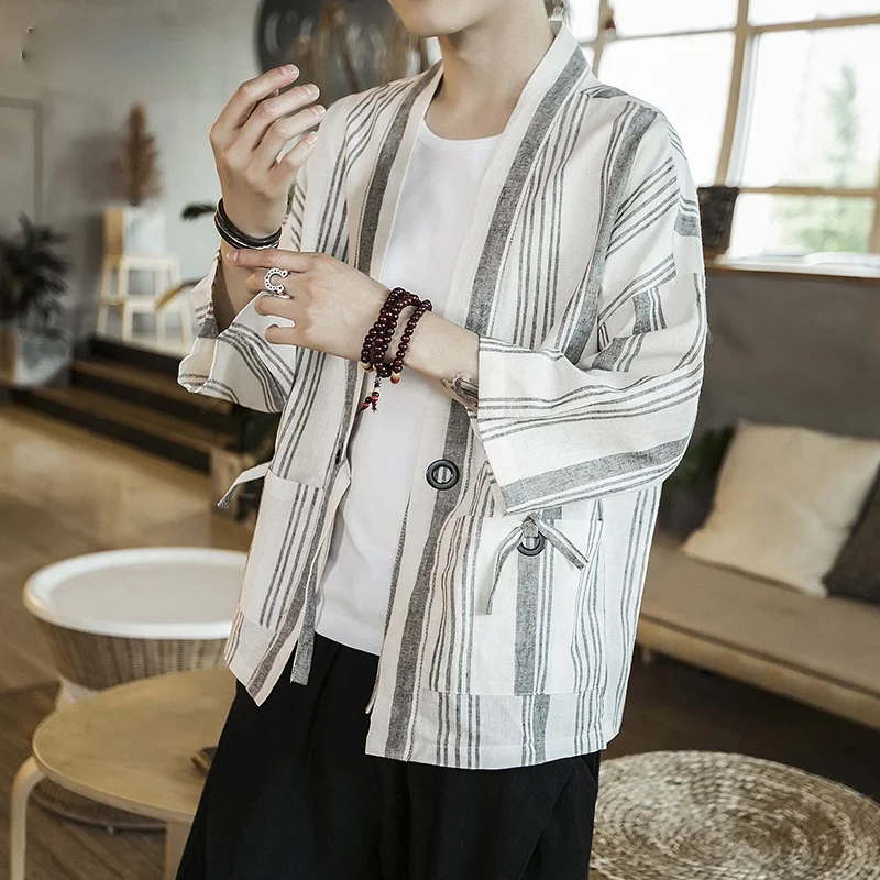 Мужское кимоно в японском стиле уличная одежда Харадзюку Женская юката хаори