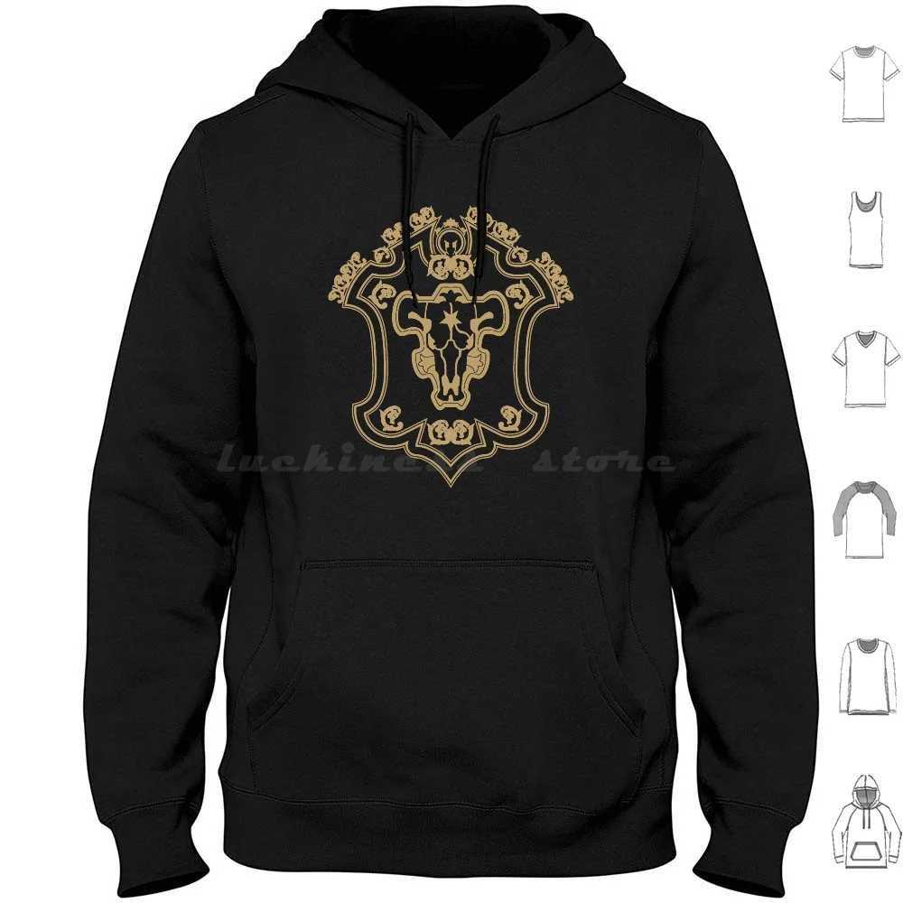 

Black Clover-Black Bull Symbol Hoodies Long Sleeve Black Clover Asta Clover Manga Retro Anime Yuno Yami Sukehiro Asta